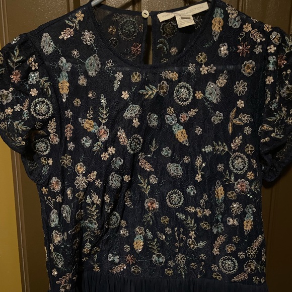 French Connection Diya Fit & Flare Midi Dress Size 12 Navy - Picture 6 of 12